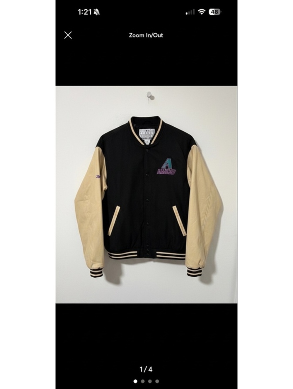 Vintage MLB Reebok Arizona Diamondbacks Full Button up Embroidered Jacket size L
